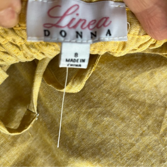 Linea Donna Wrap button midi 55% linen dress size medium in yellow mustard. - Picture 4 of 6